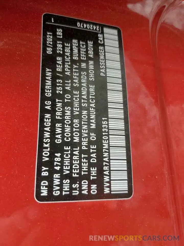 14 Photograph of a damaged car WVWAR7AN7ME013351 VOLKSWAGEN ARTEON 2021