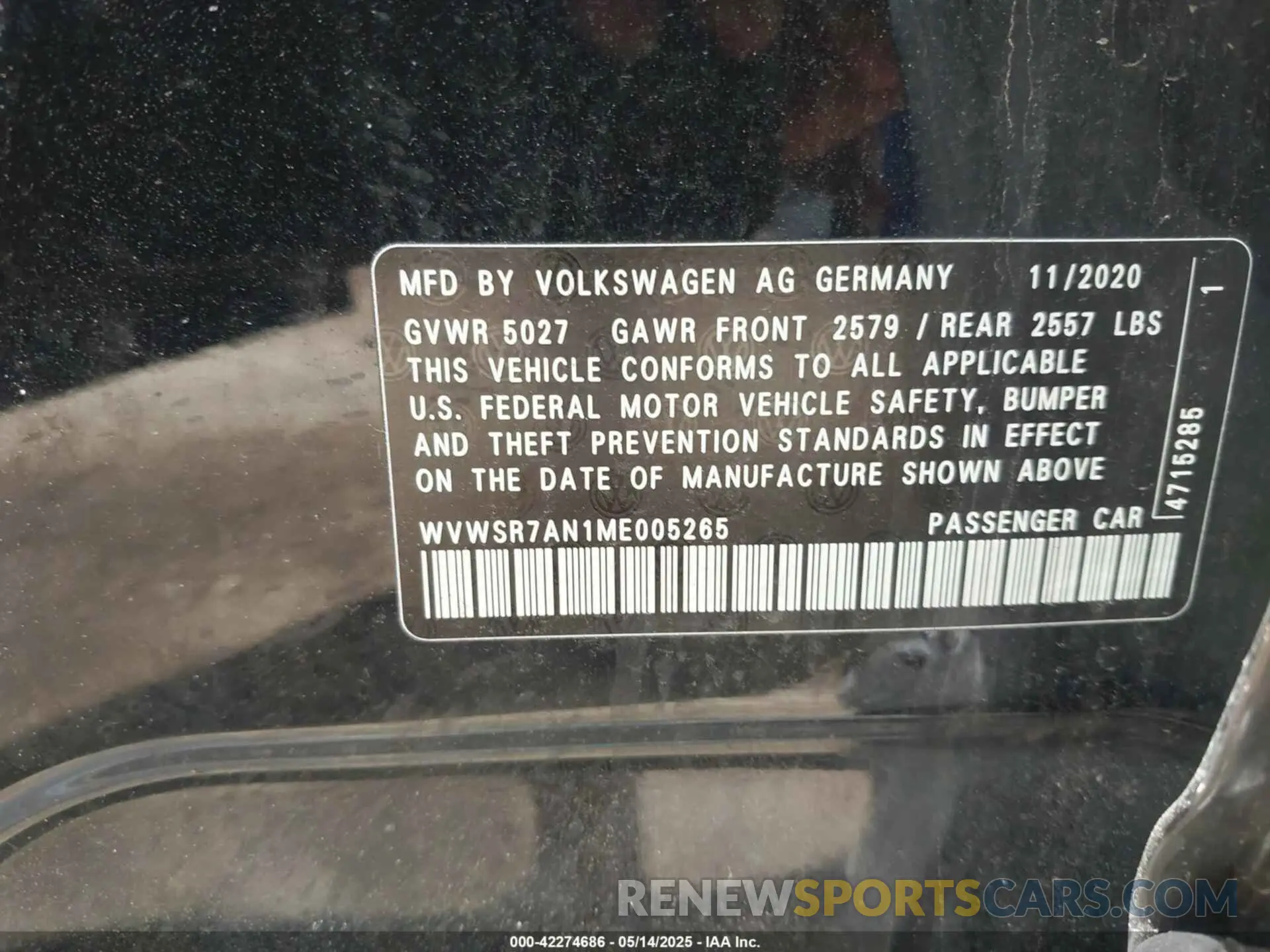 9 Фотография поврежденного автомобиля WVWSR7AN1ME005265 VOLKSWAGEN ARTEON 2021
