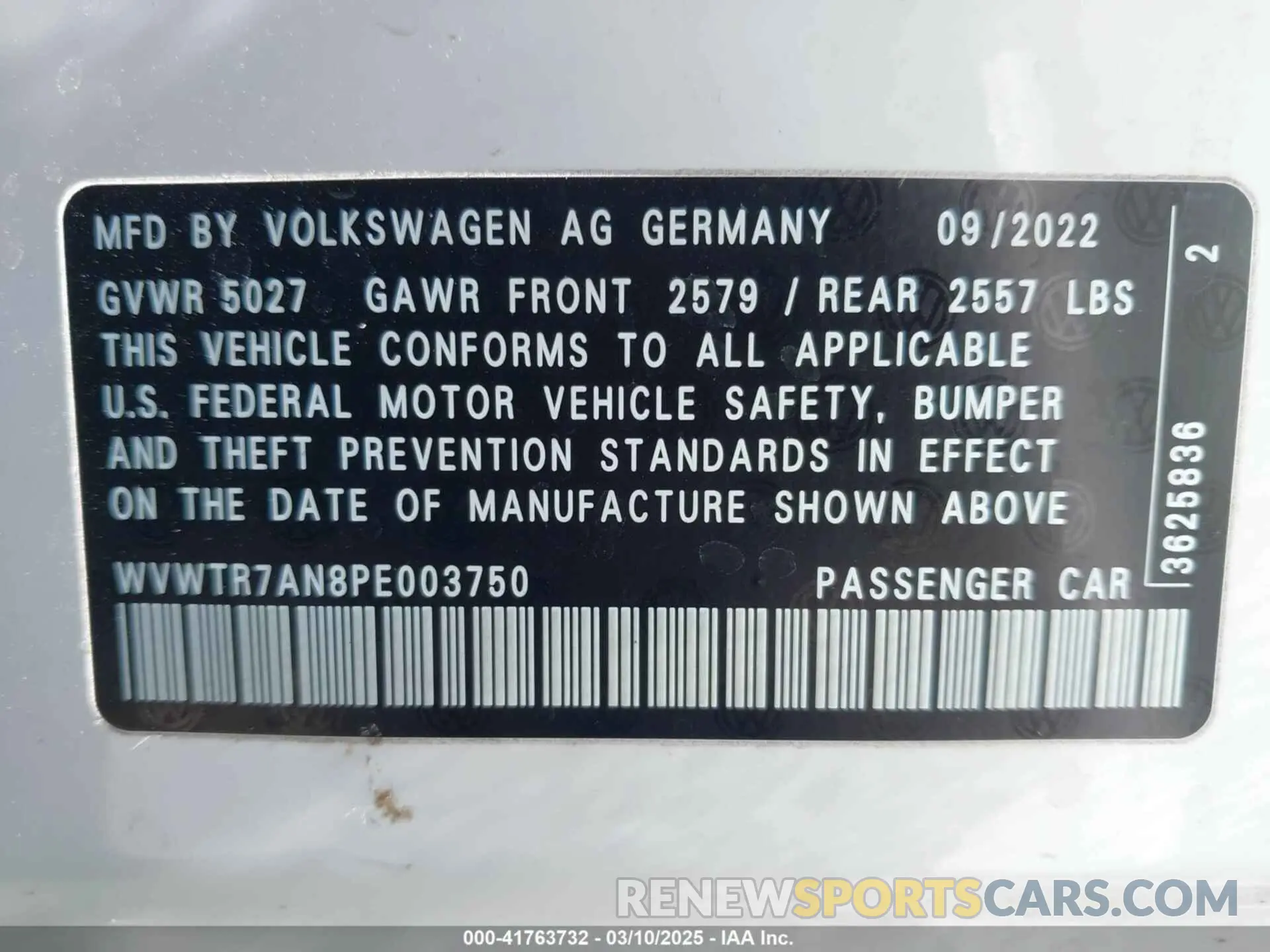 9 Photograph of a damaged car WVWTR7AN8PE003750 VOLKSWAGEN ARTEON 2023