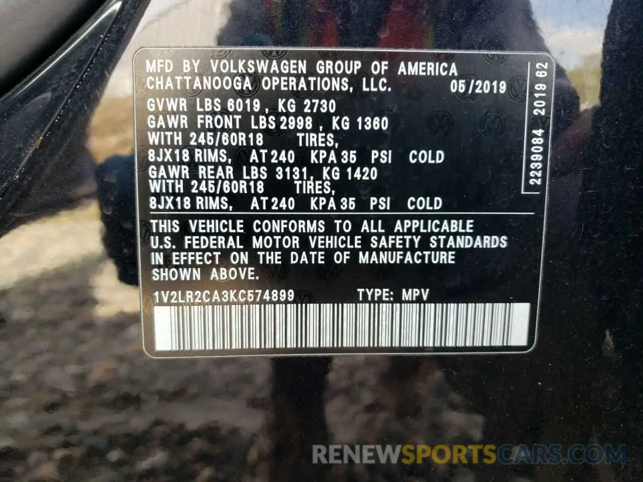 13 Фотография поврежденного автомобиля 1V2LR2CA3KC574899 VOLKSWAGEN ATLAS 2019