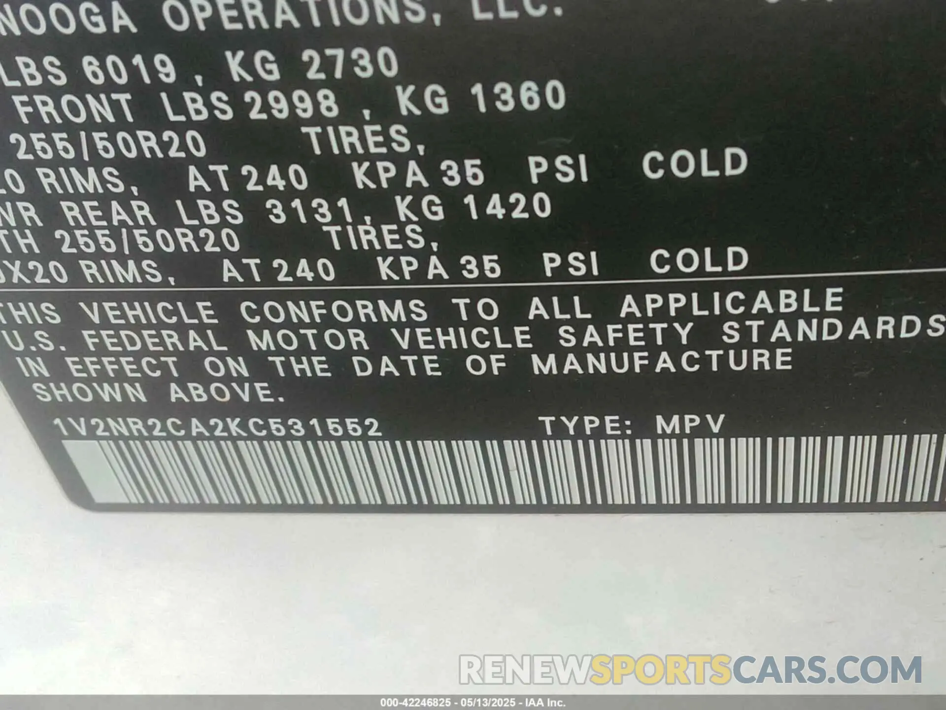 9 Фотография поврежденного автомобиля 1V2NR2CA2KC531552 VOLKSWAGEN ATLAS 2019