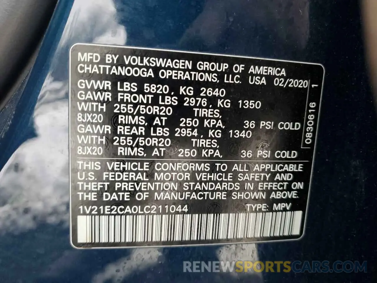 14 Фотография поврежденного автомобиля 1V21E2CA0LC211044 VOLKSWAGEN ATLAS 2020