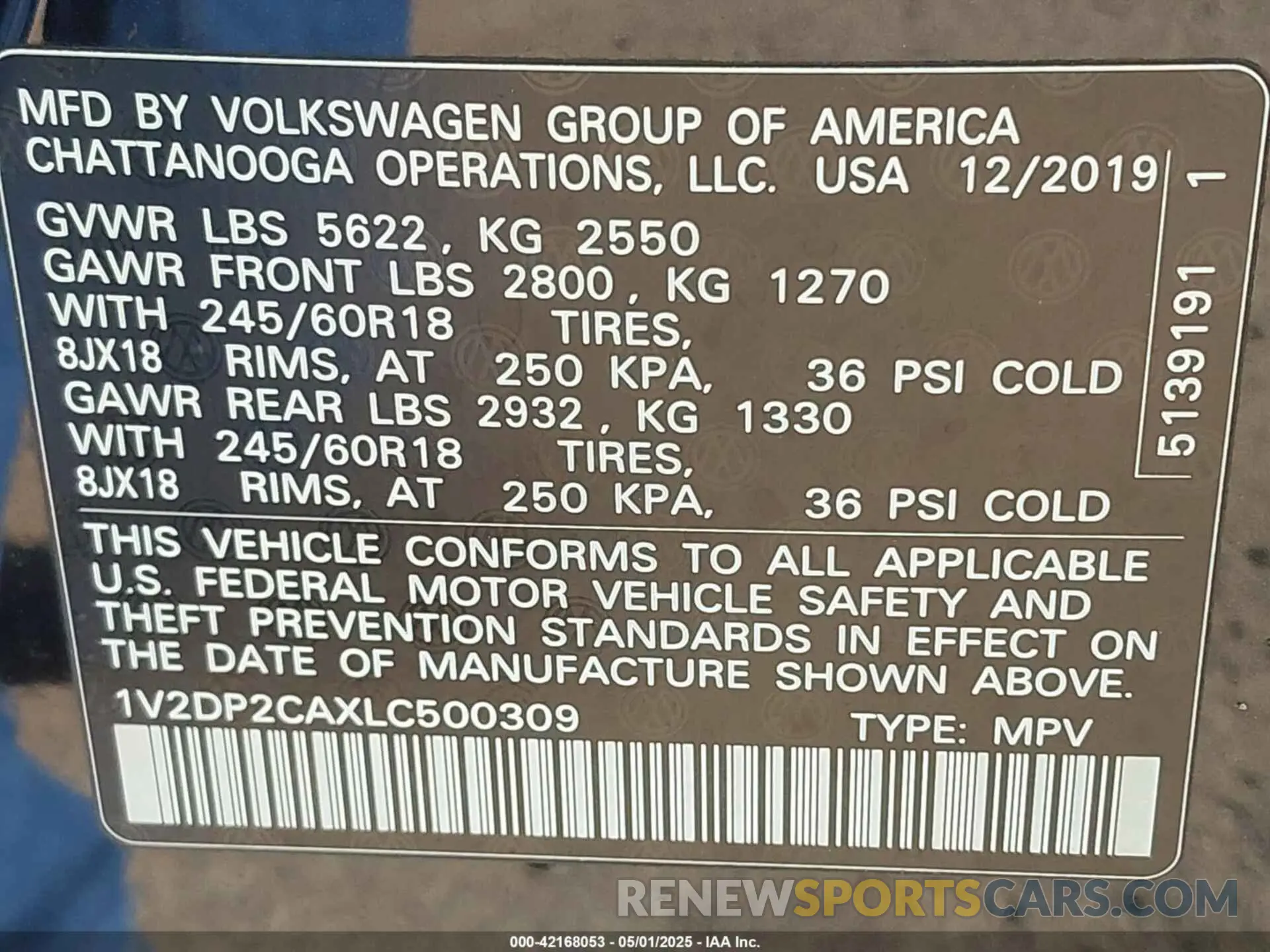 9 Фотография поврежденного автомобиля 1V2DP2CAXLC500309 VOLKSWAGEN ATLAS 2020