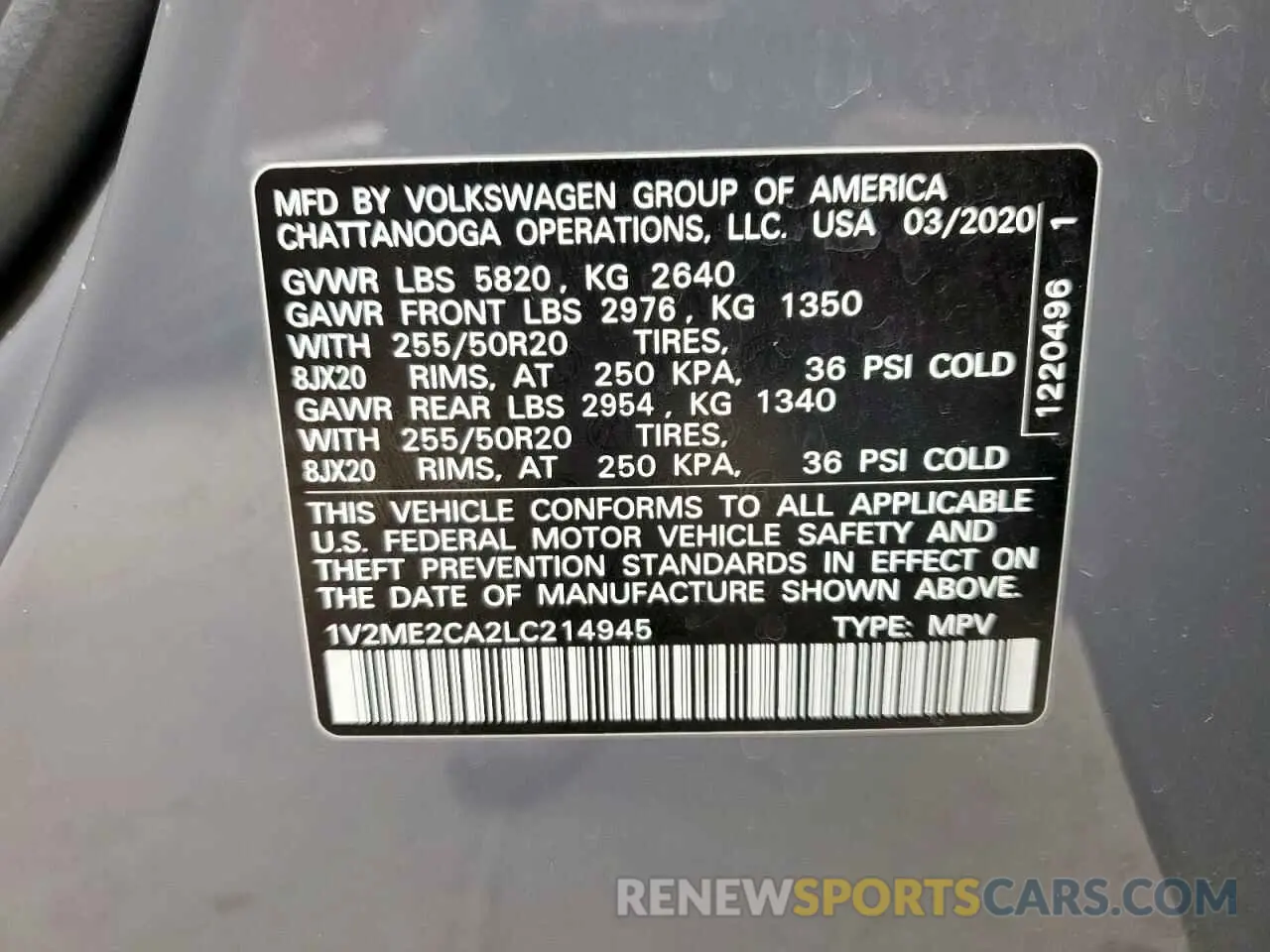 13 Фотография поврежденного автомобиля 1V2ME2CA2LC214945 VOLKSWAGEN ATLAS 2020