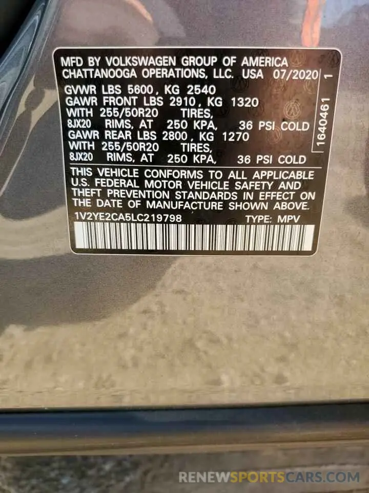 13 Photograph of a damaged car 1V2YE2CA5LC219798 VOLKSWAGEN ATLAS 2020