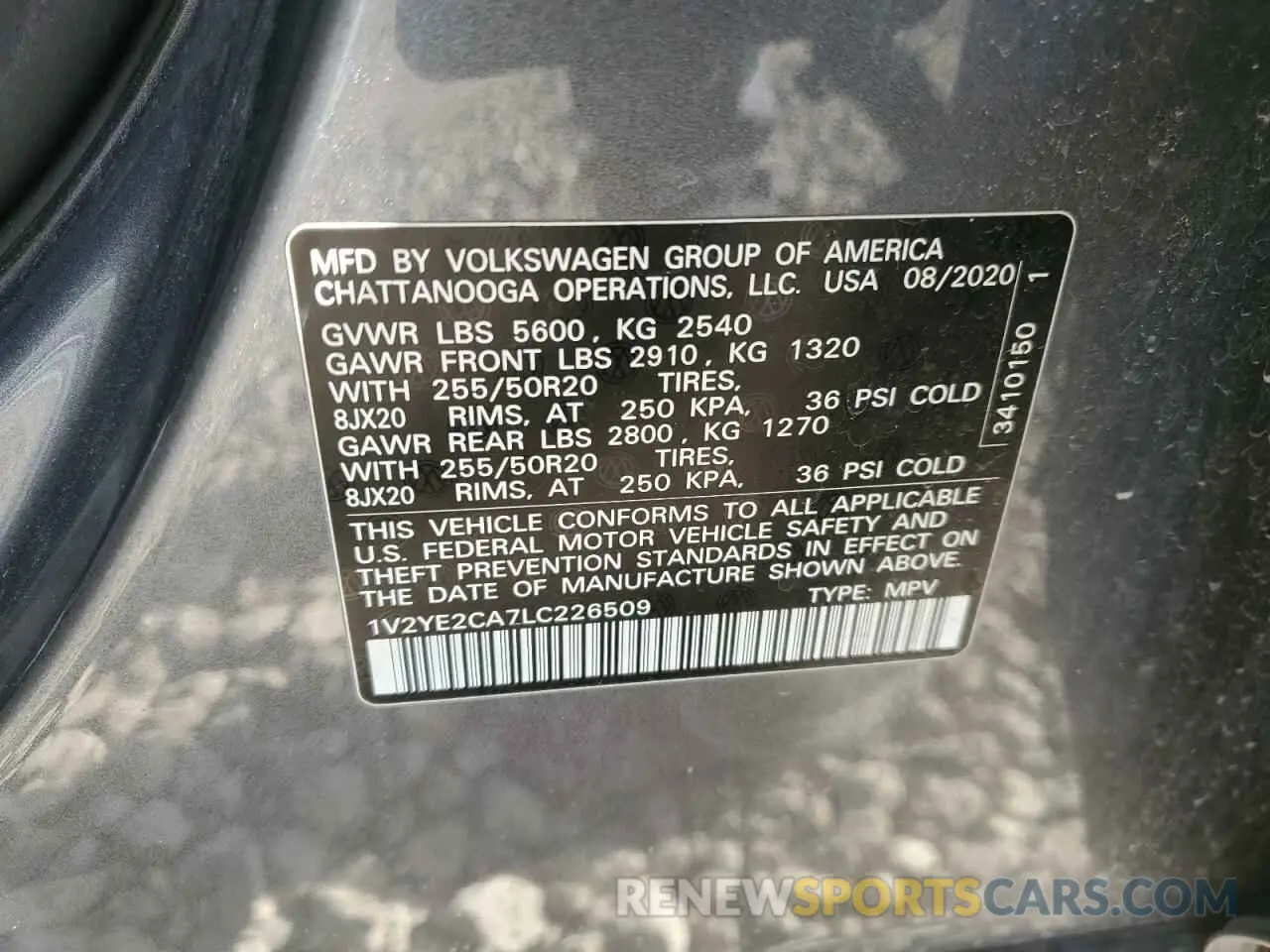 15 Photograph of a damaged car 1V2YE2CA7LC226509 VOLKSWAGEN ATLAS 2020