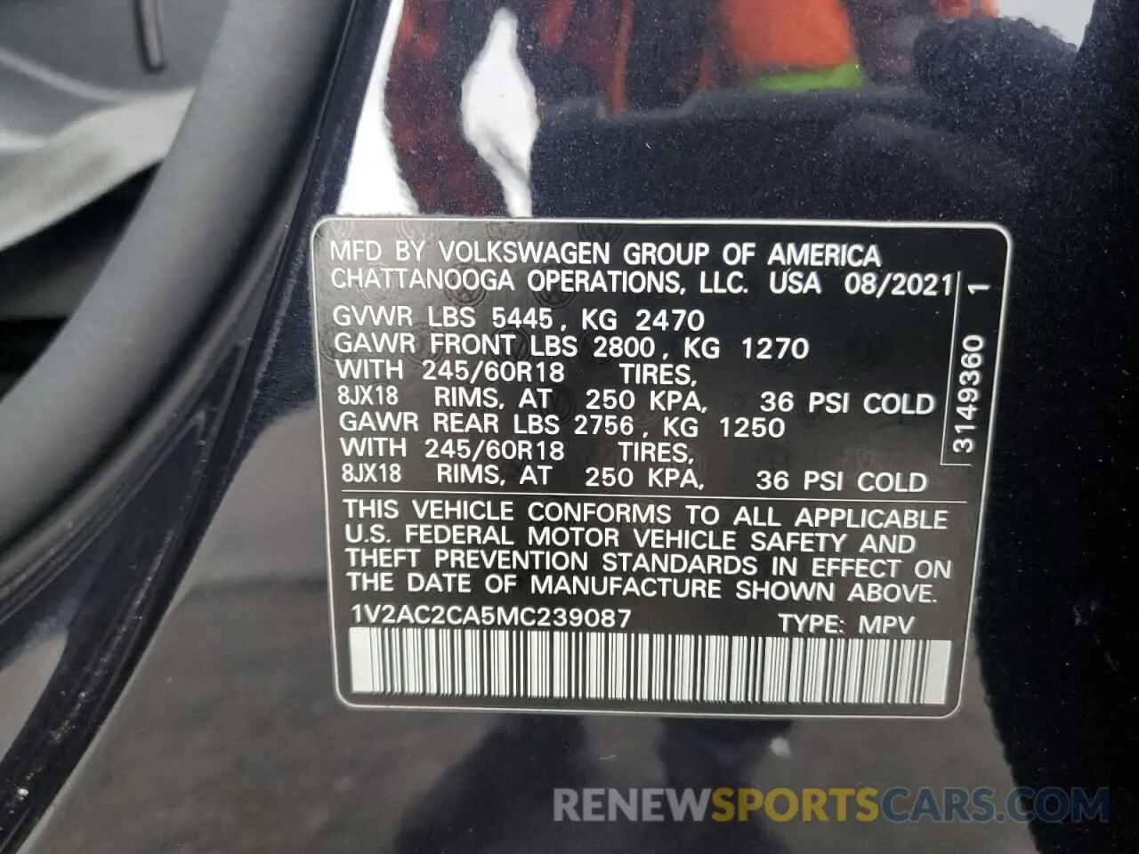13 Фотография поврежденного автомобиля 1V2AC2CA5MC239087 VOLKSWAGEN ATLAS 2021
