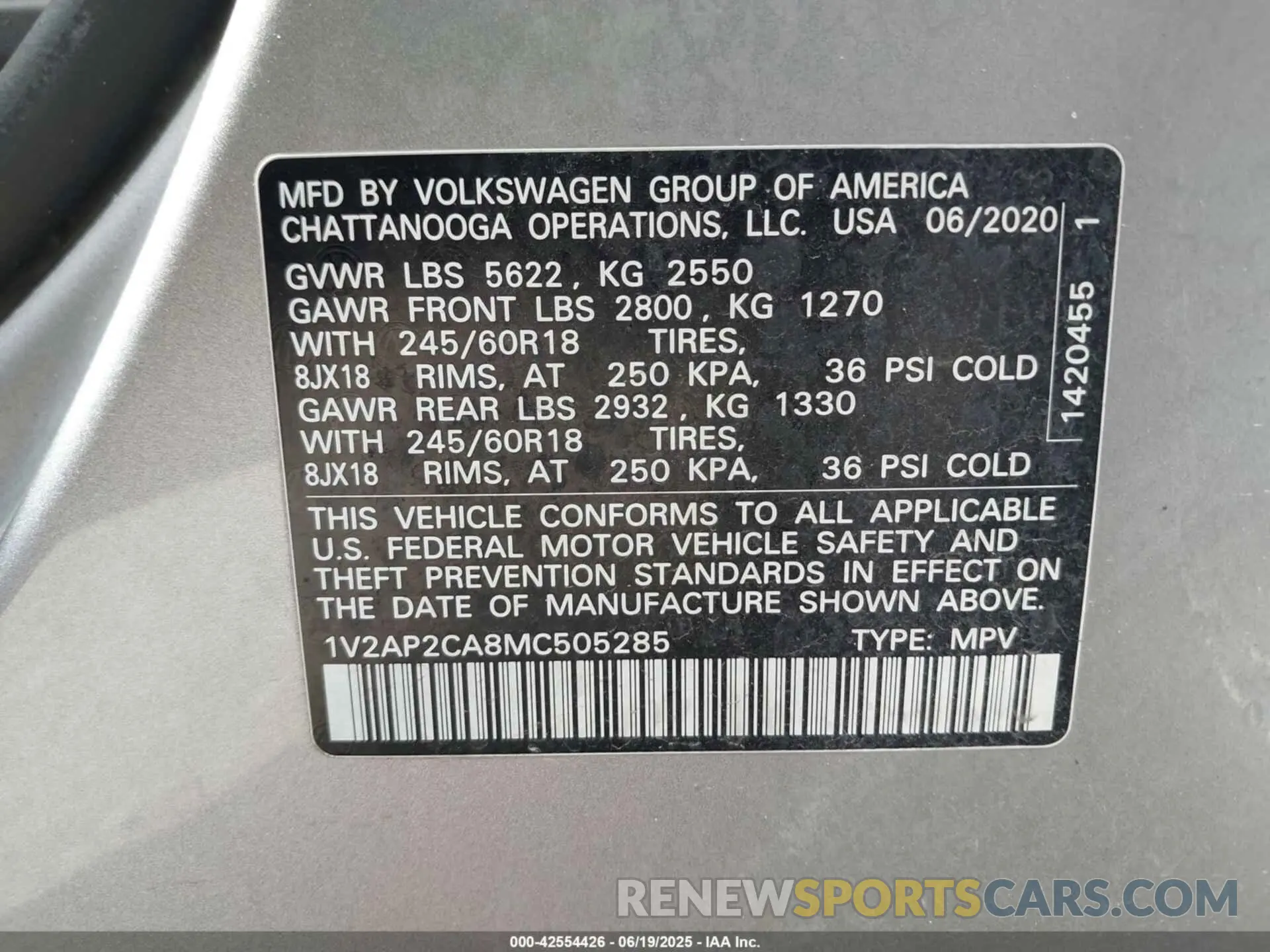 9 Фотография поврежденного автомобиля 1V2AP2CA8MC505285 VOLKSWAGEN ATLAS 2021