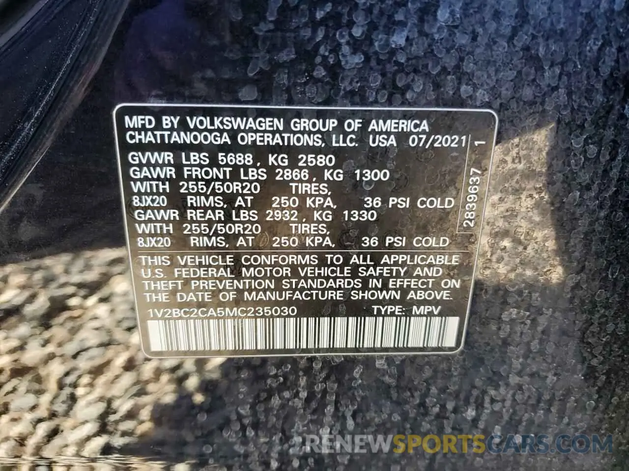 15 Фотография поврежденного автомобиля 1V2BC2CA5MC235030 VOLKSWAGEN ATLAS 2021