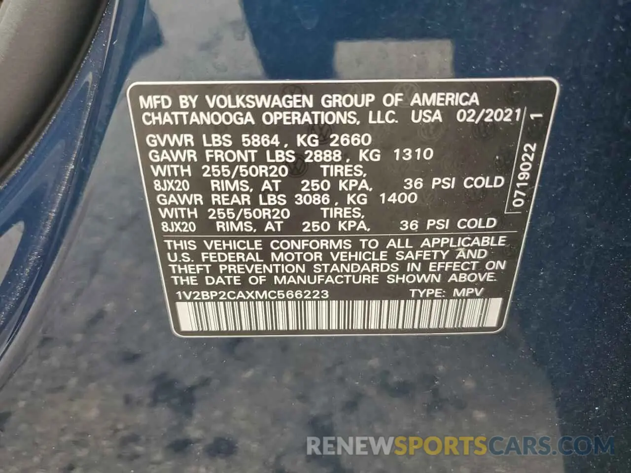 14 Фотография поврежденного автомобиля 1V2BP2CAXMC566223 VOLKSWAGEN ATLAS 2021