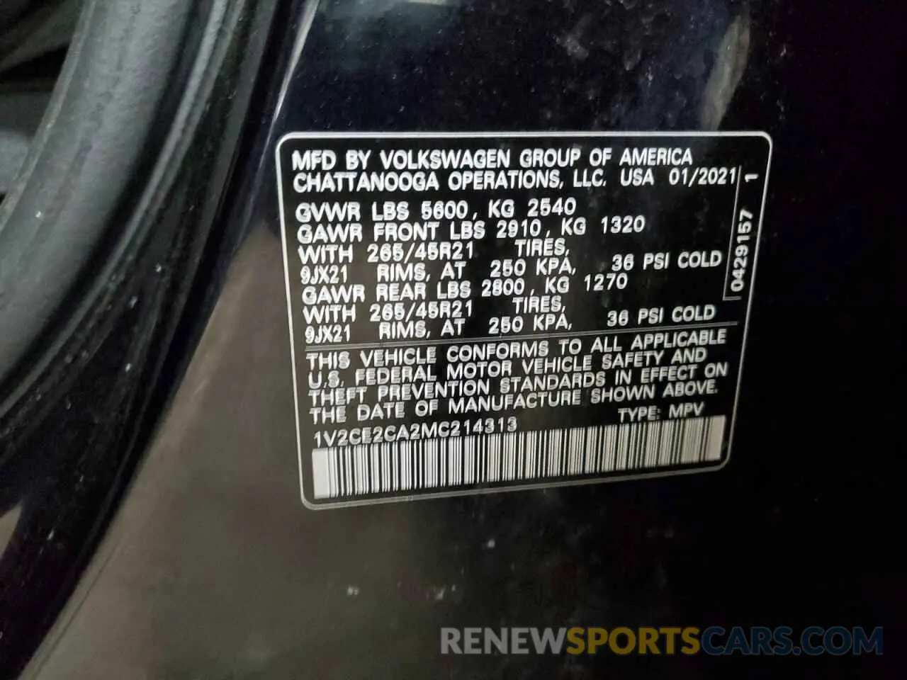 15 Фотография поврежденного автомобиля 1V2CE2CA2MC214313 VOLKSWAGEN ATLAS 2021