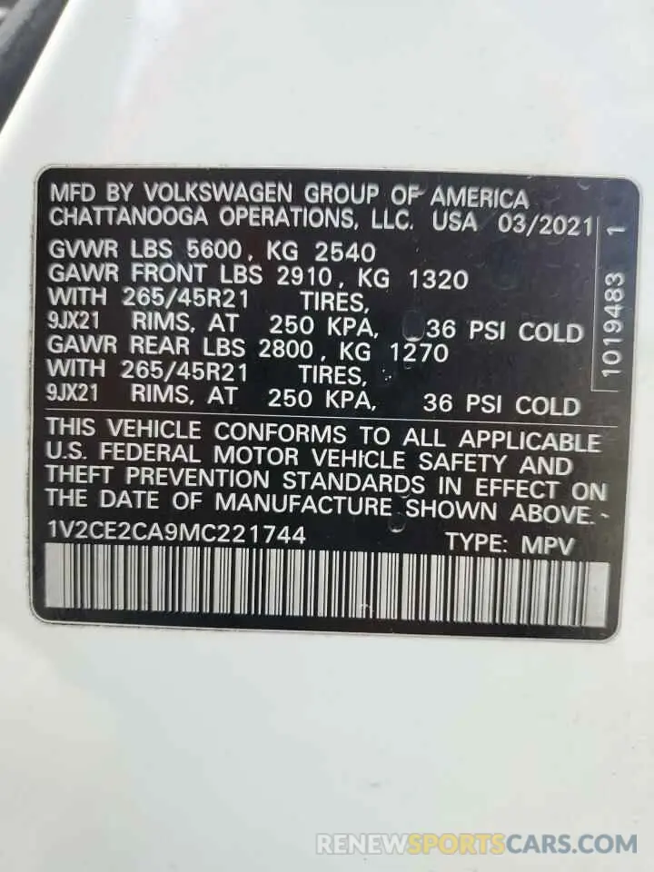 14 Photograph of a damaged car 1V2CE2CA9MC221744 VOLKSWAGEN ATLAS 2021