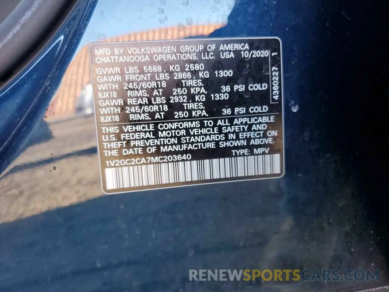 14 Фотография поврежденного автомобиля 1V2GC2CA7MC203640 VOLKSWAGEN ATLAS 2021