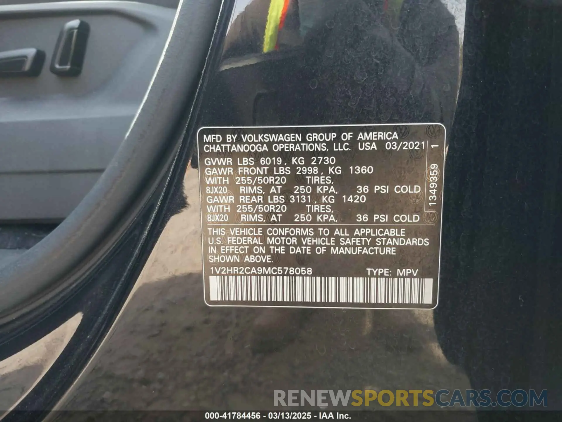 9 Фотография поврежденного автомобиля 1V2HR2CA9MC578058 VOLKSWAGEN ATLAS 2021
