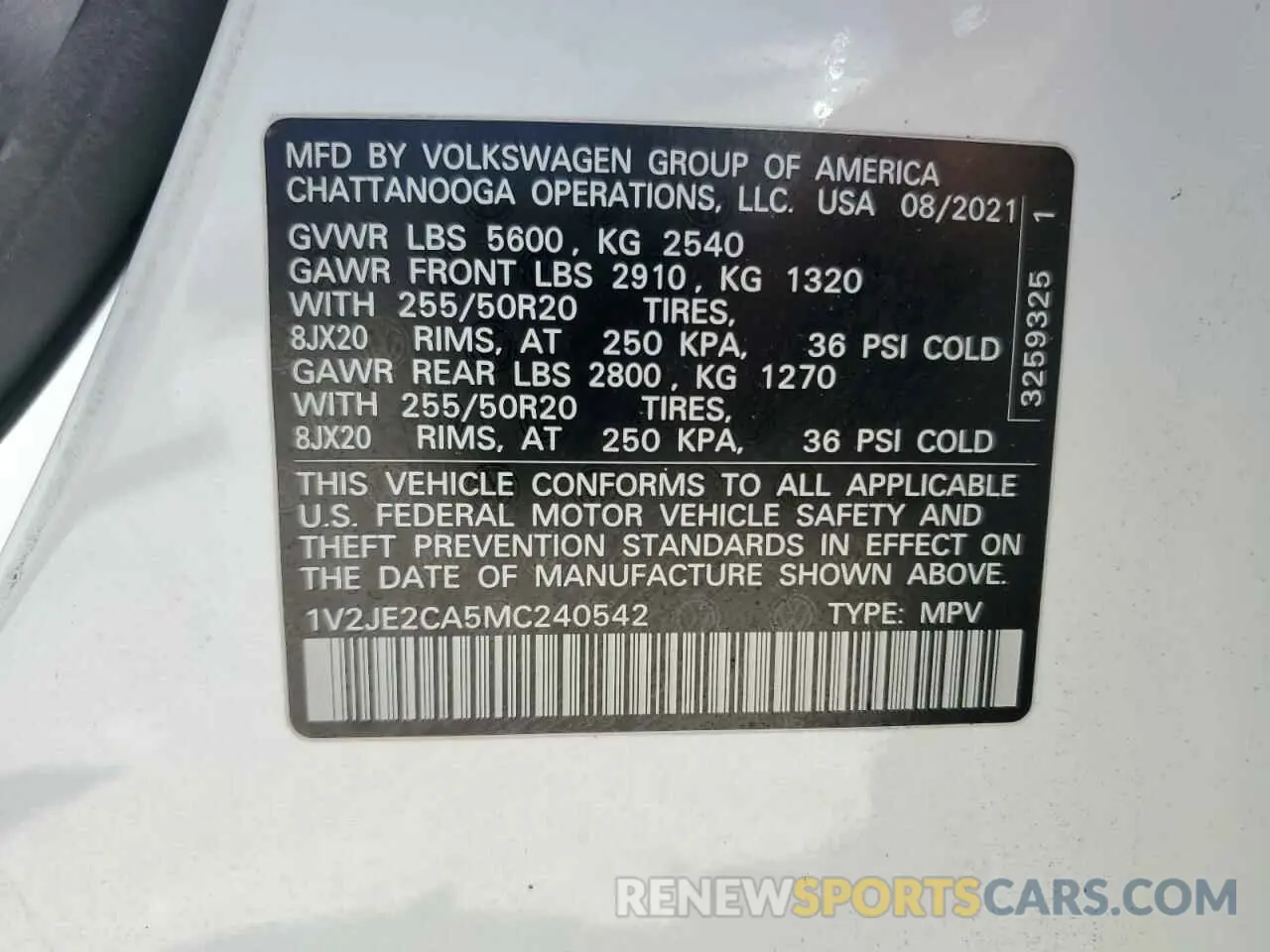 13 Фотография поврежденного автомобиля 1V2JE2CA5MC240542 VOLKSWAGEN ATLAS 2021
