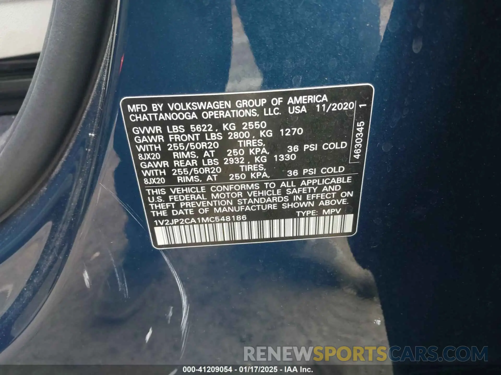 9 Фотография поврежденного автомобиля 1V2JP2CA1MC548186 VOLKSWAGEN ATLAS 2021