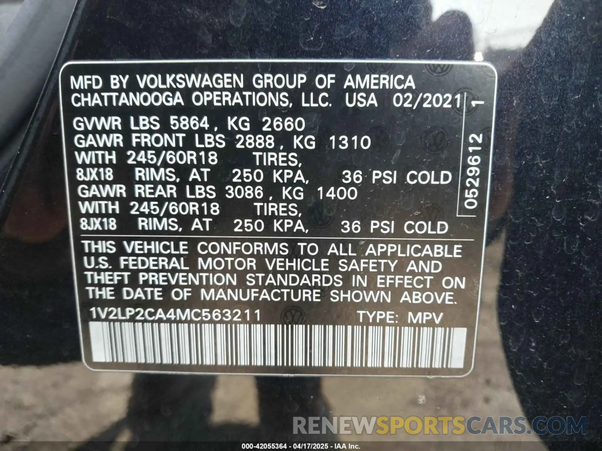 9 Фотография поврежденного автомобиля 1V2LP2CA4MC563211 VOLKSWAGEN ATLAS 2021