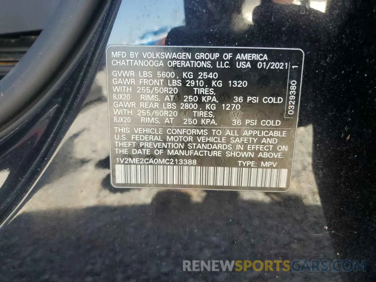 12 Photograph of a damaged car 1V2ME2CA0MC213388 VOLKSWAGEN ATLAS 2021