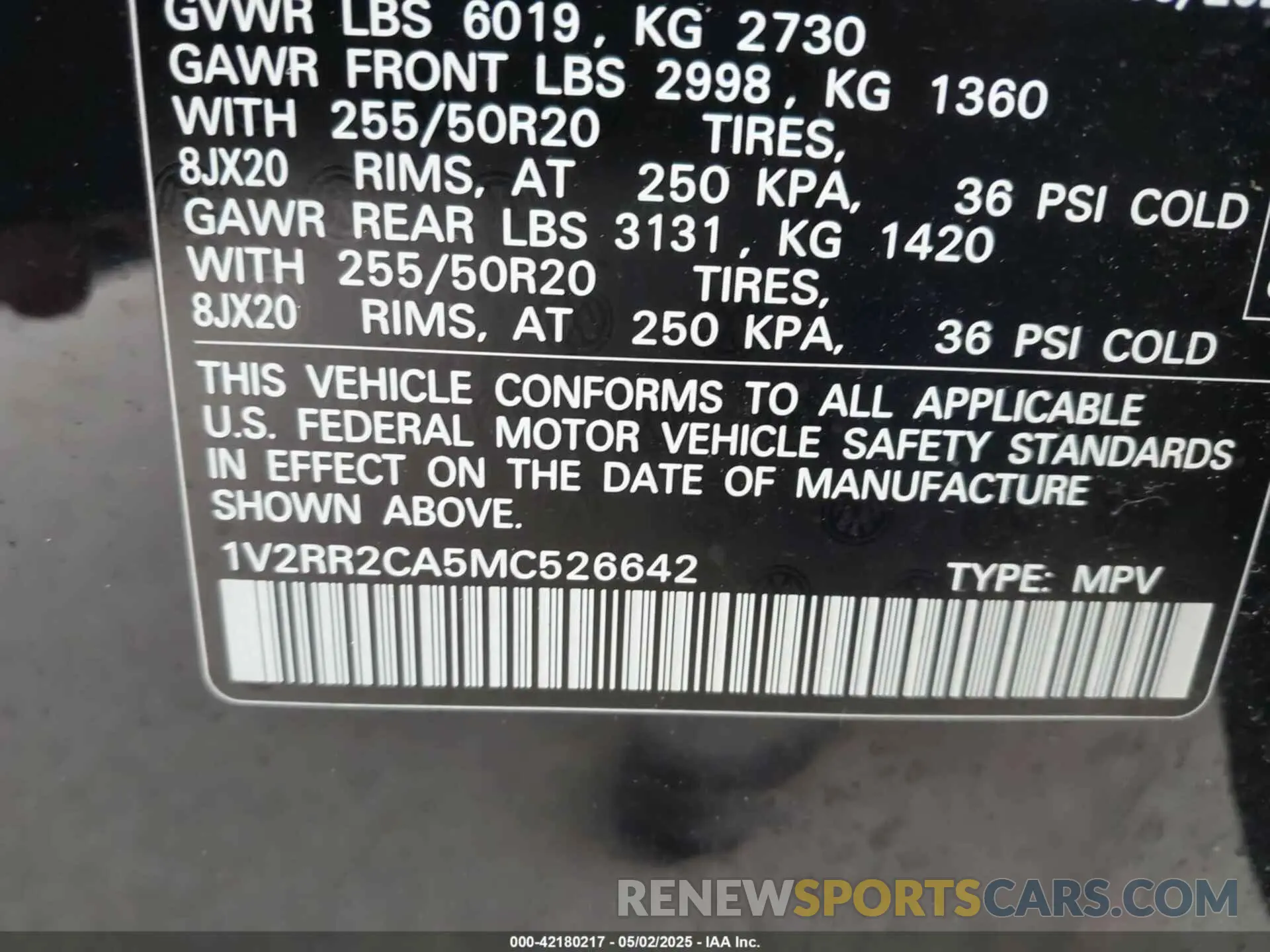 9 Фотография поврежденного автомобиля 1V2RR2CA5MC526642 VOLKSWAGEN ATLAS 2021