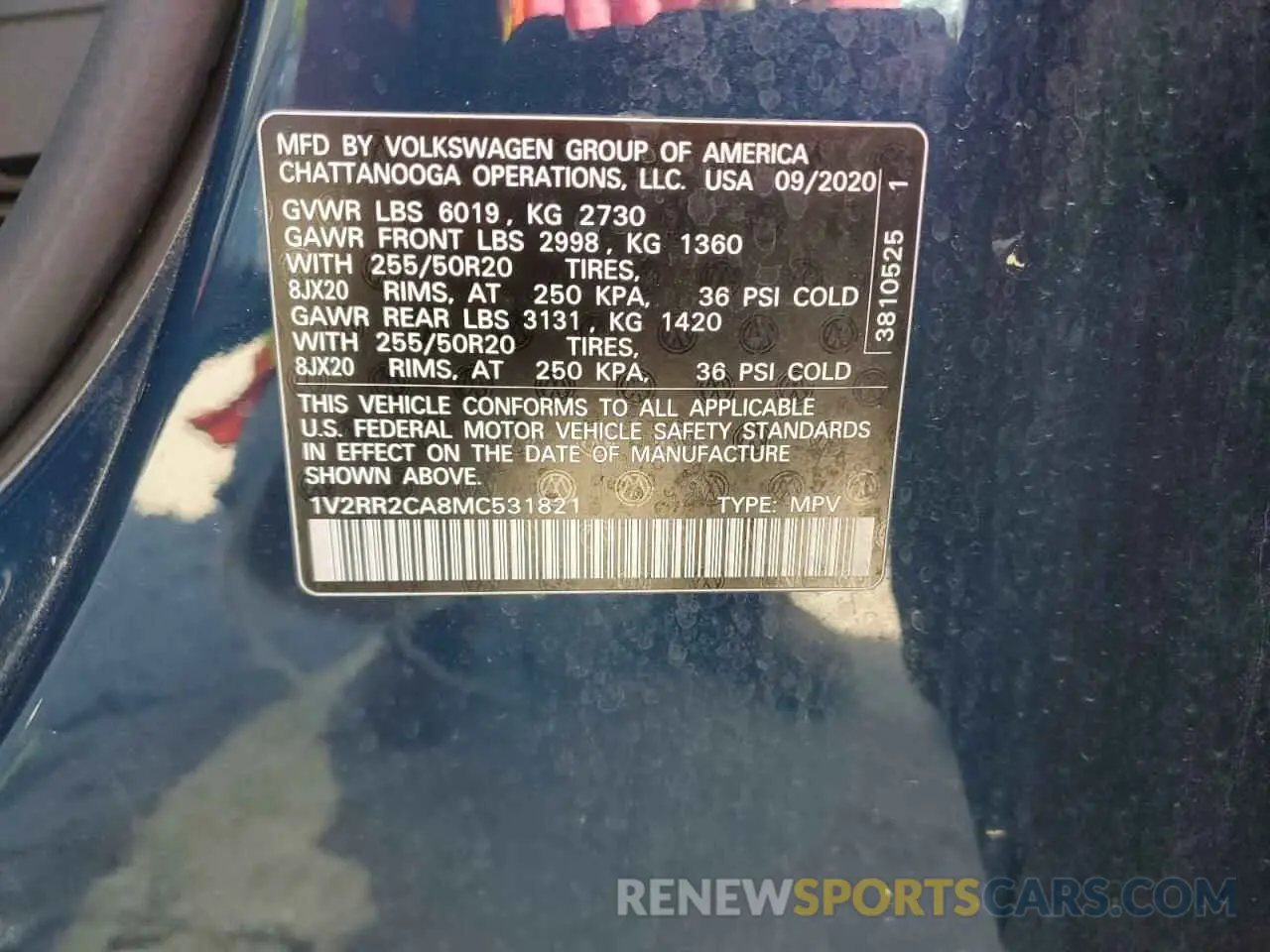 13 Фотография поврежденного автомобиля 1V2RR2CA8MC531821 VOLKSWAGEN ATLAS 2021