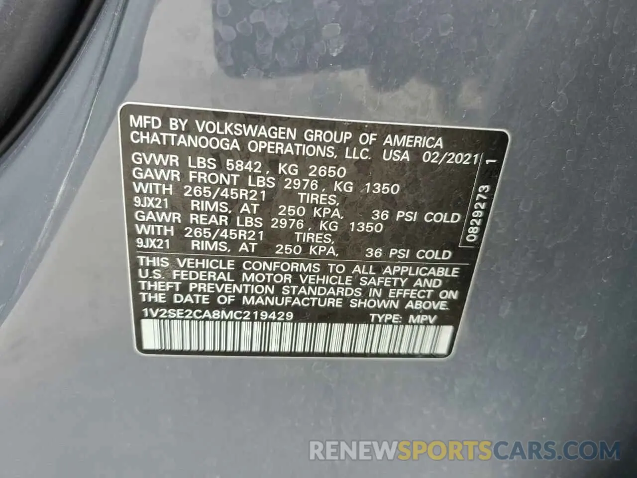14 Фотография поврежденного автомобиля 1V2SE2CA8MC219429 VOLKSWAGEN ATLAS 2021