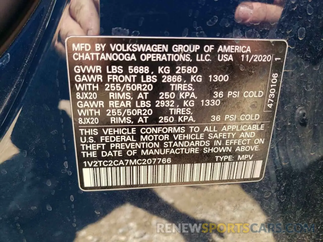 13 Фотография поврежденного автомобиля 1V2TC2CA7MC207766 VOLKSWAGEN ATLAS 2021