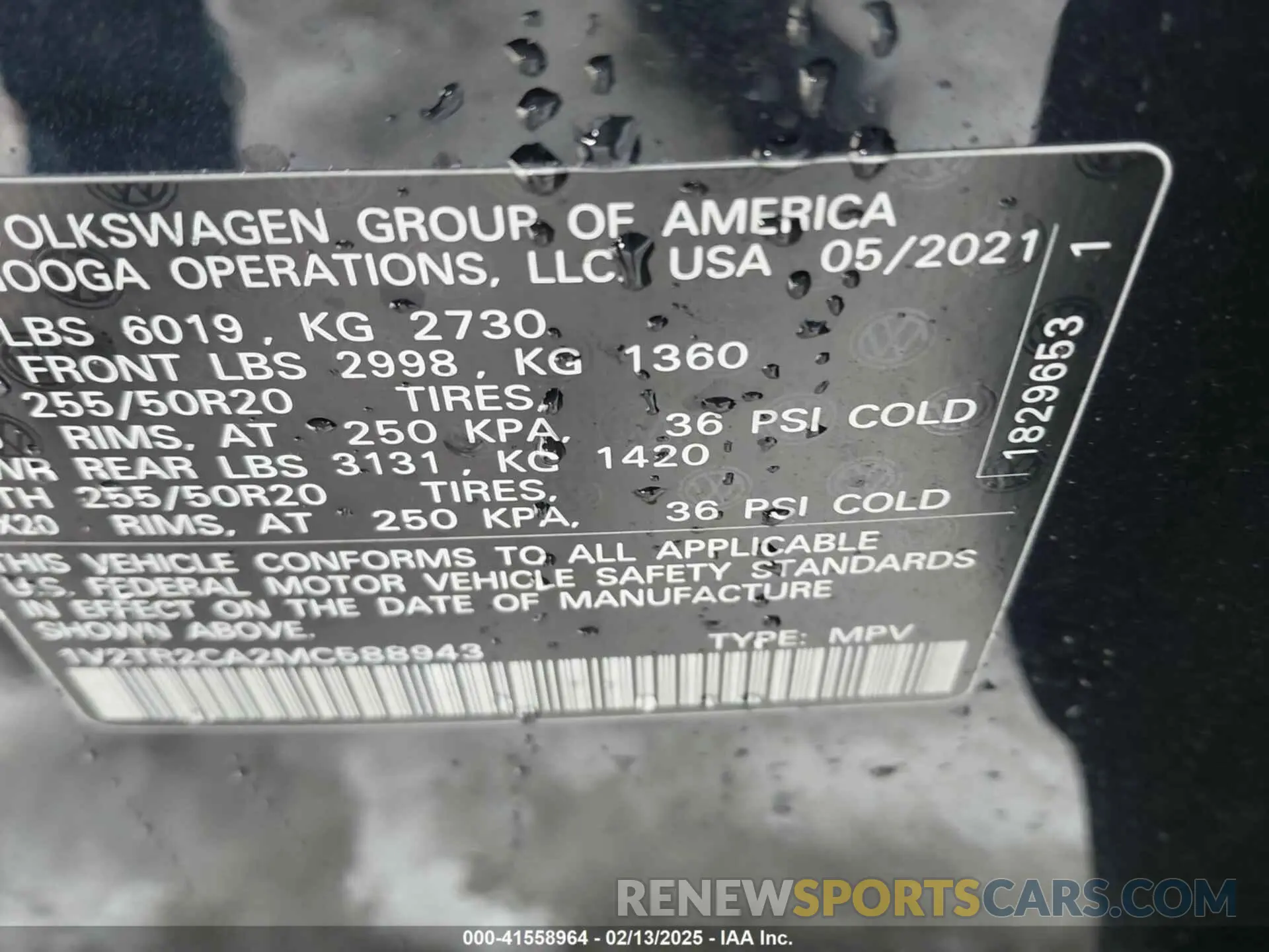 9 Фотография поврежденного автомобиля 1V2TR2CA2MC588943 VOLKSWAGEN ATLAS 2021