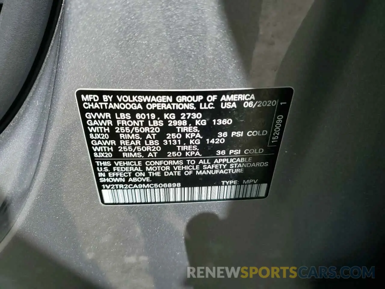 13 Photograph of a damaged car 1V2TR2CA9MC506898 VOLKSWAGEN ATLAS 2021