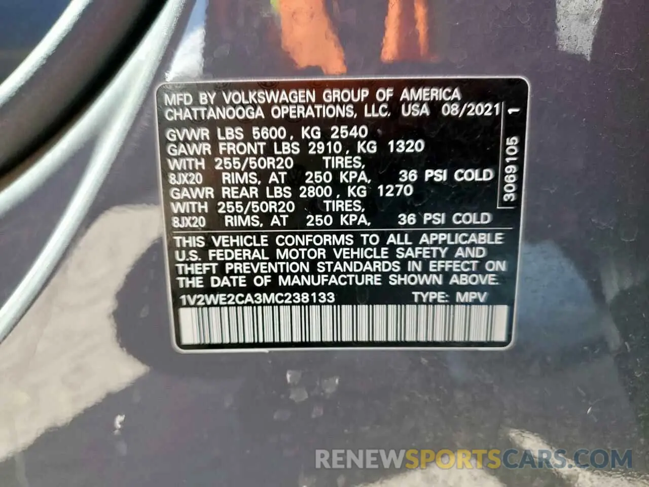 13 Photograph of a damaged car 1V2WE2CA3MC238133 VOLKSWAGEN ATLAS 2021