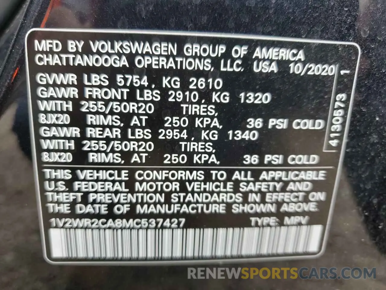 13 Фотография поврежденного автомобиля 1V2WR2CA8MC537427 VOLKSWAGEN ATLAS 2021
