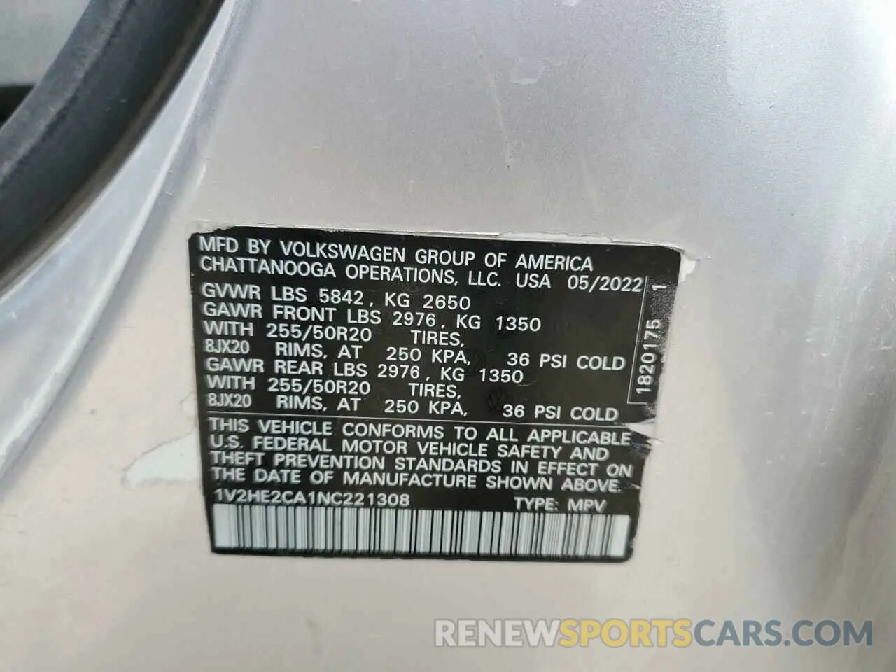 13 Фотография поврежденного автомобиля 1V2HE2CA1NC221308 VOLKSWAGEN ATLAS 2022