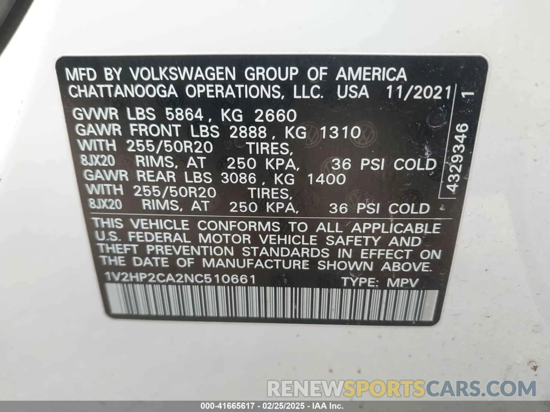 9 Photograph of a damaged car 1V2HP2CA2NC510661 VOLKSWAGEN ATLAS 2022