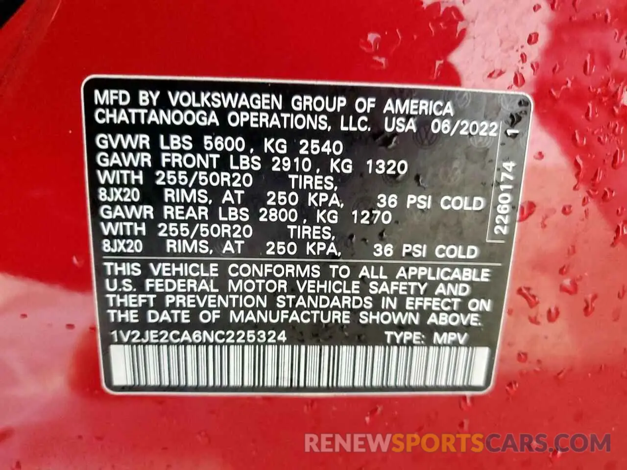 13 Фотография поврежденного автомобиля 1V2JE2CA6NC225324 VOLKSWAGEN ATLAS 2022