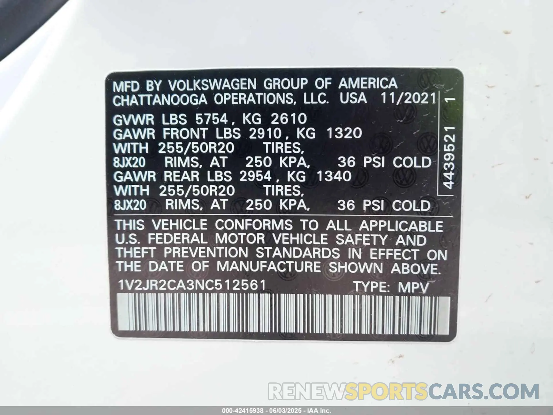 9 Фотография поврежденного автомобиля 1V2JR2CA3NC512561 VOLKSWAGEN ATLAS 2022