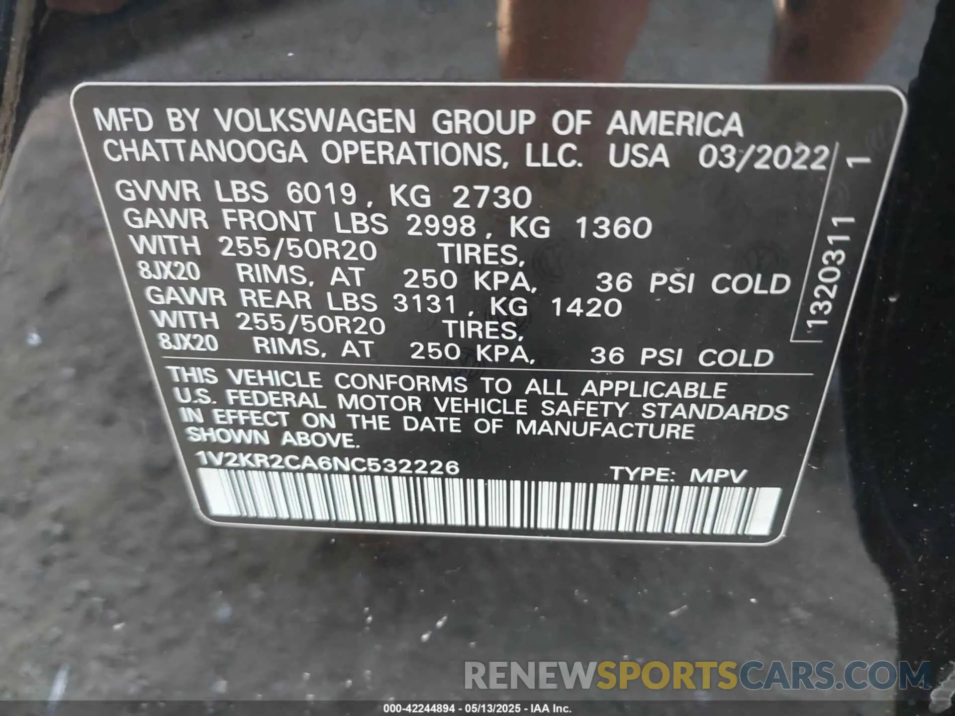 9 Фотография поврежденного автомобиля 1V2KR2CA6NC532226 VOLKSWAGEN ATLAS 2022