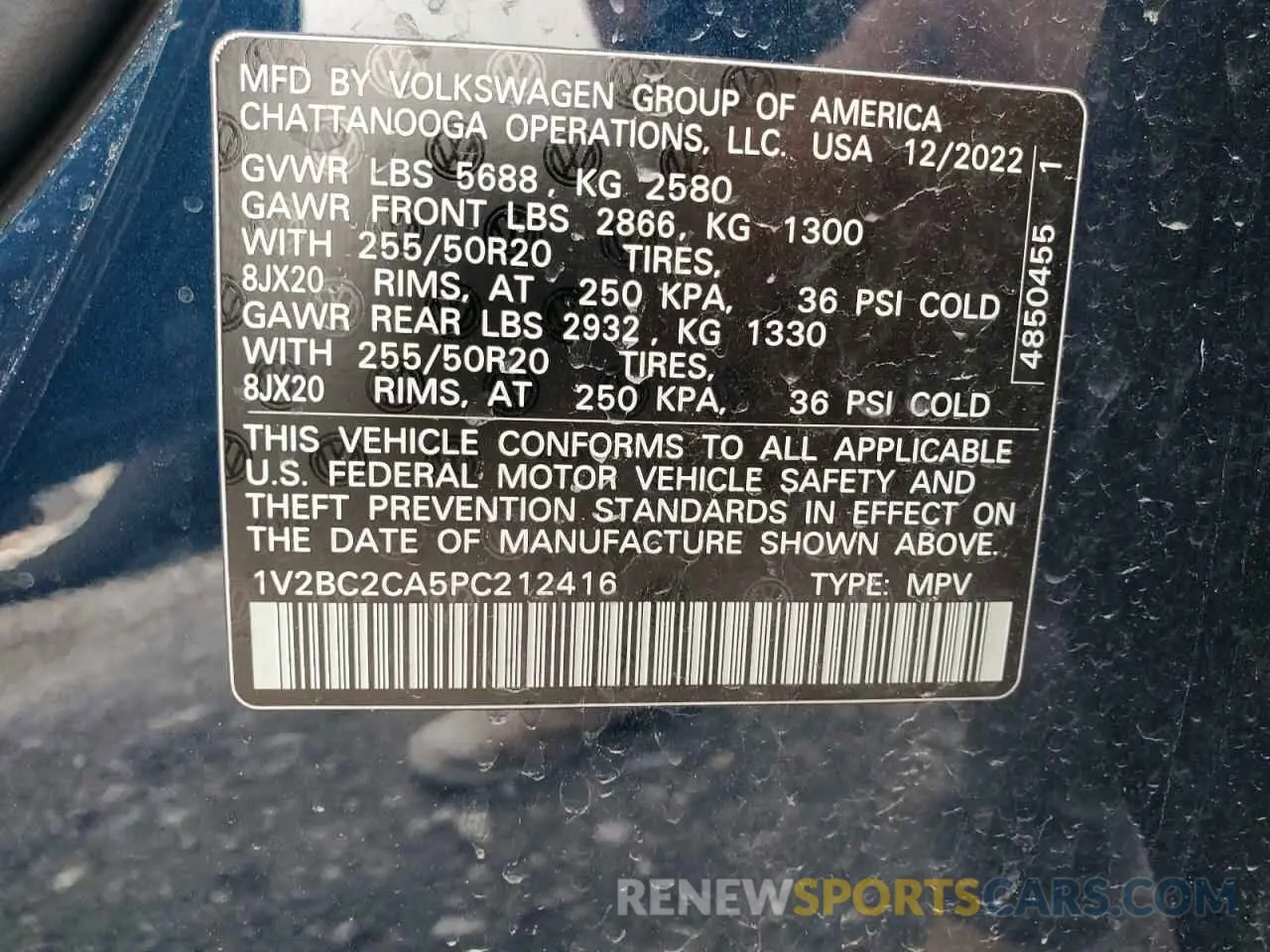 12 Photograph of a damaged car 1V2BC2CA5PC212416 VOLKSWAGEN ATLAS 2023