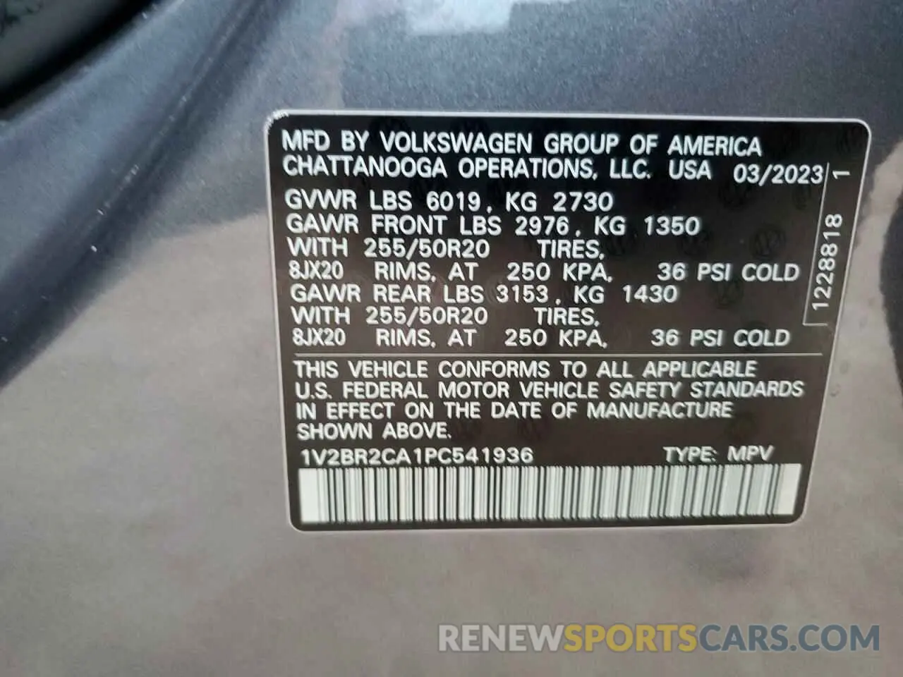 14 Фотография поврежденного автомобиля 1V2BR2CA1PC541936 VOLKSWAGEN ATLAS 2023