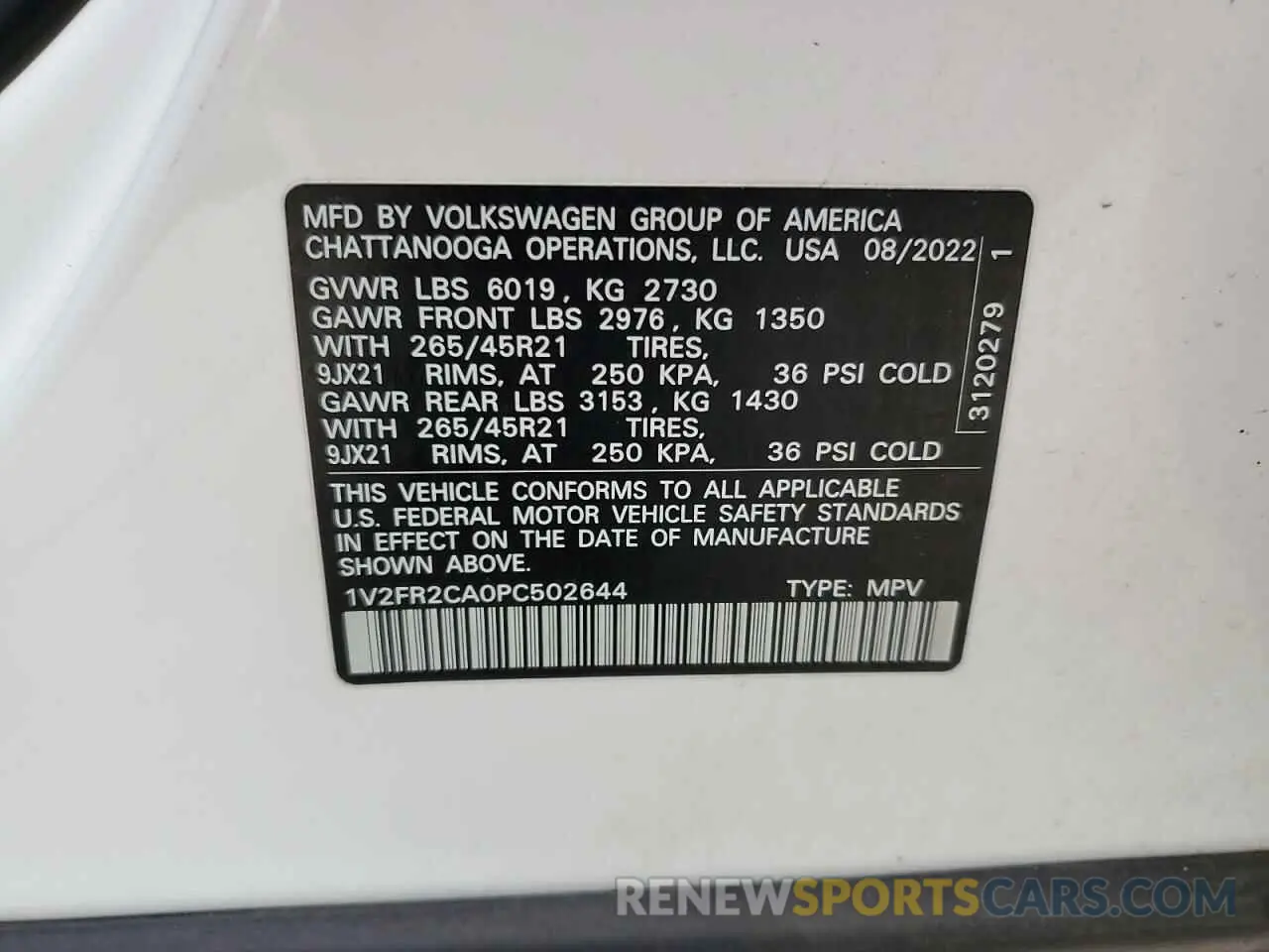 14 Фотография поврежденного автомобиля 1V2FR2CA0PC502644 VOLKSWAGEN ATLAS 2023