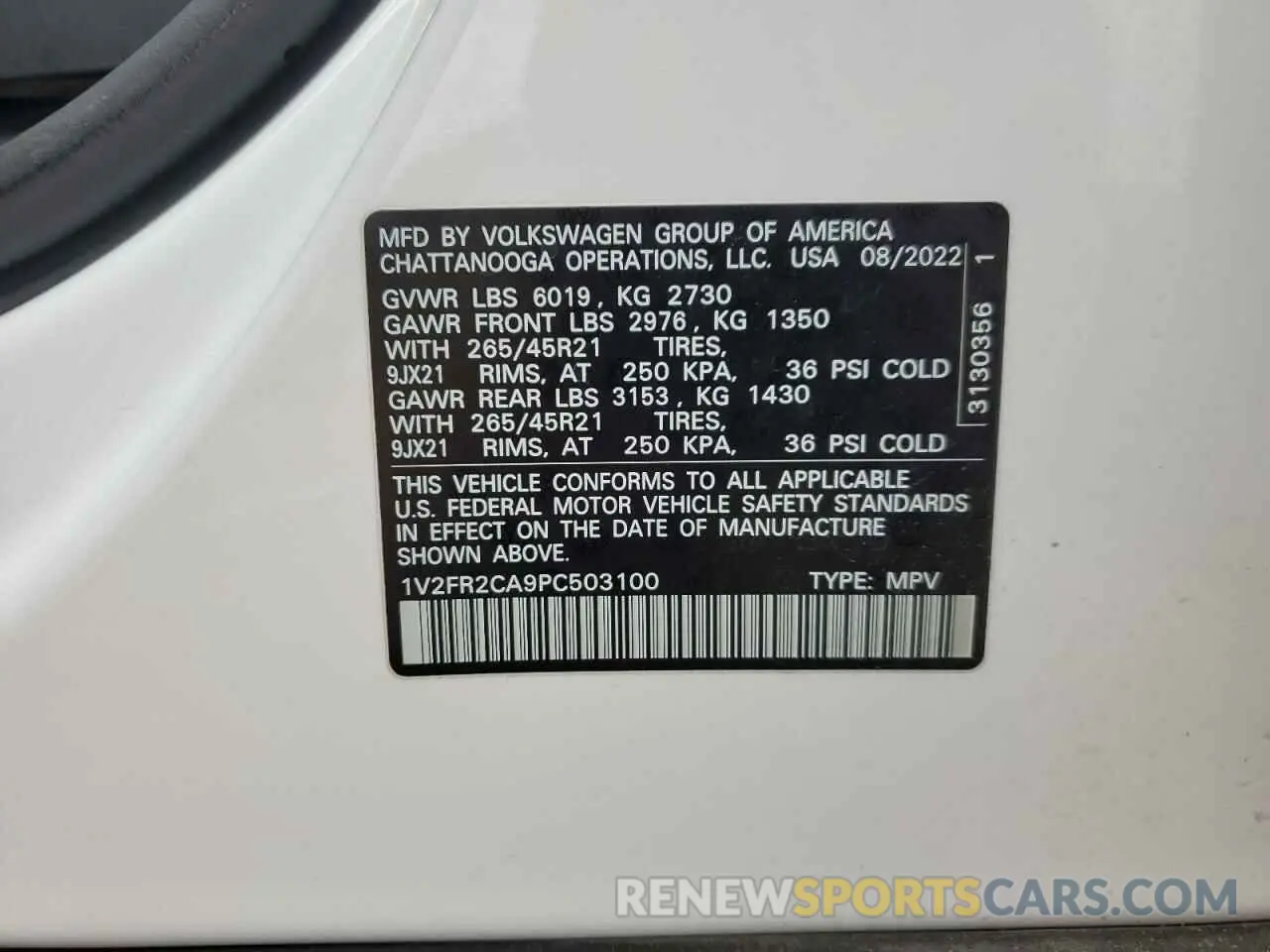 14 Фотография поврежденного автомобиля 1V2FR2CA9PC503100 VOLKSWAGEN ATLAS 2023
