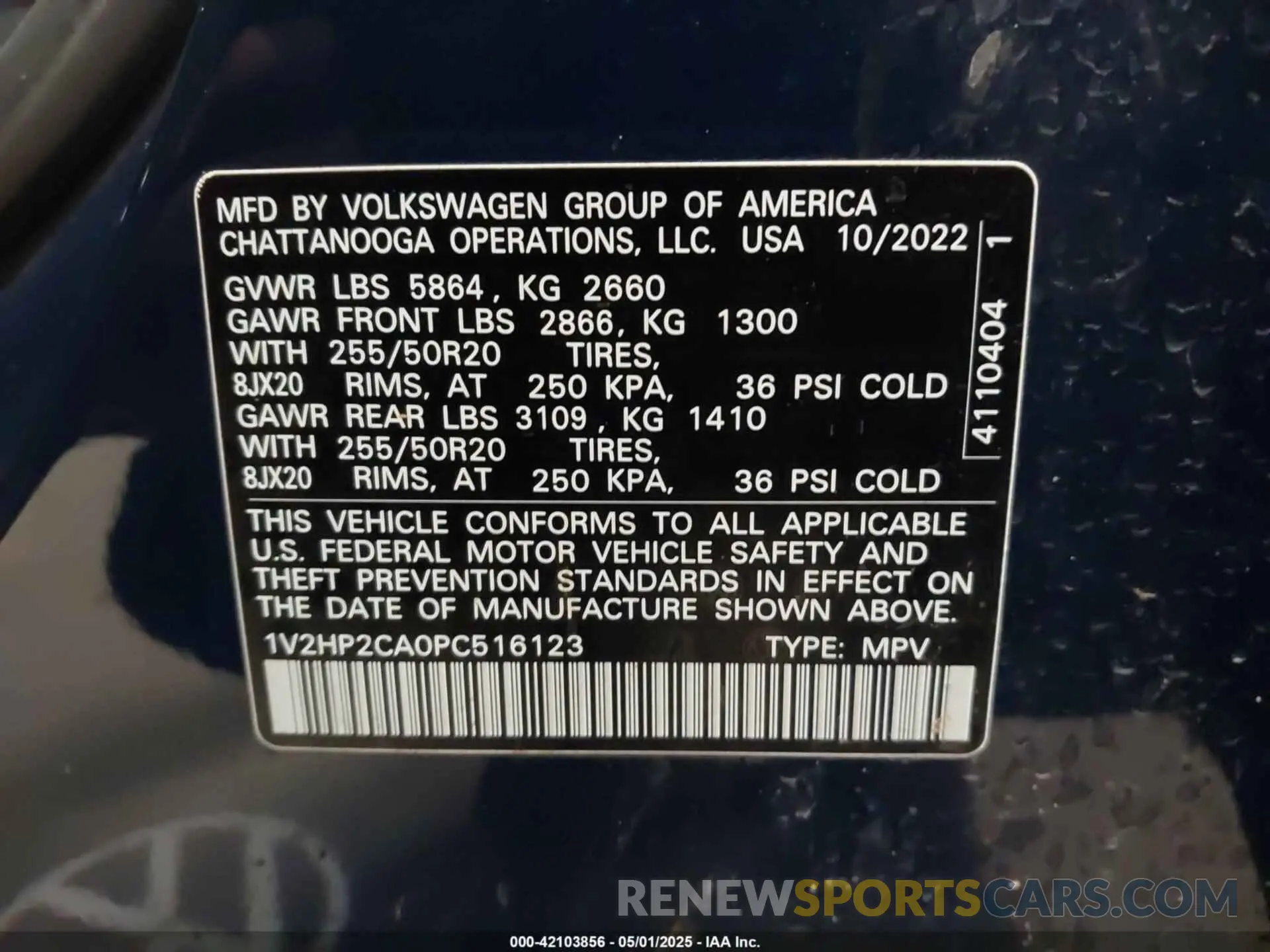 9 Photograph of a damaged car 1V2HP2CA0PC516123 VOLKSWAGEN ATLAS 2023