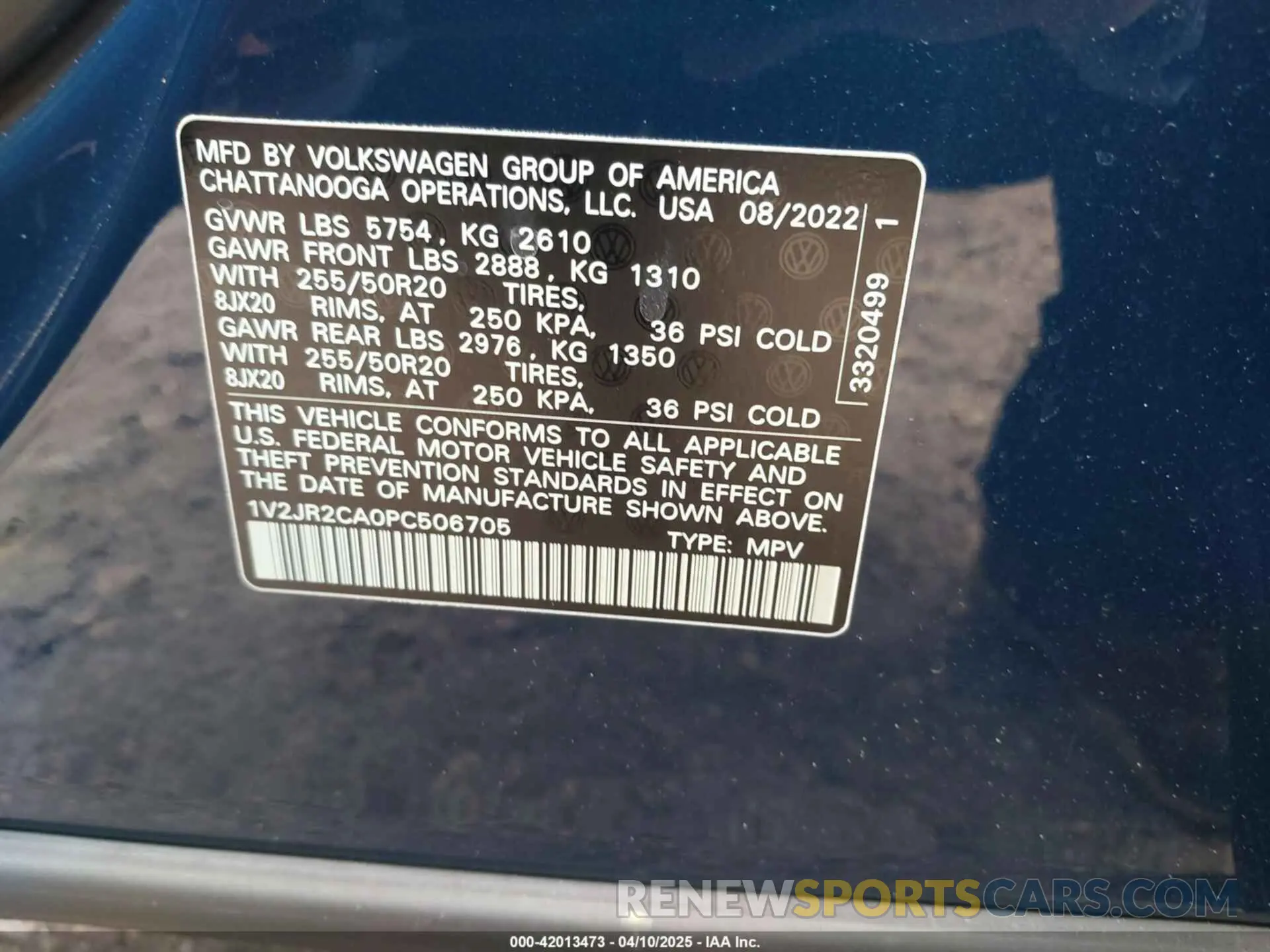 9 Фотография поврежденного автомобиля 1V2JR2CA0PC506705 VOLKSWAGEN ATLAS 2023