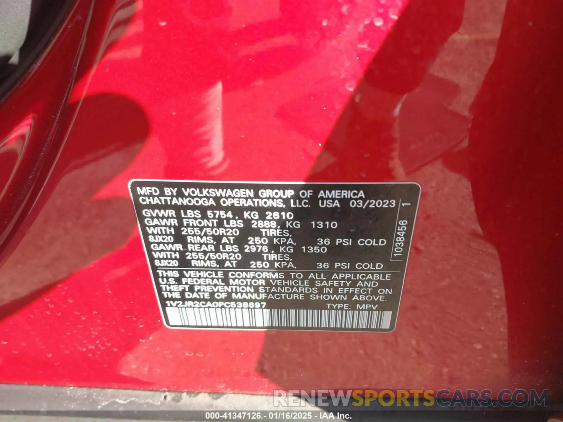 9 Фотография поврежденного автомобиля 1V2JR2CA0PC538697 VOLKSWAGEN ATLAS 2023