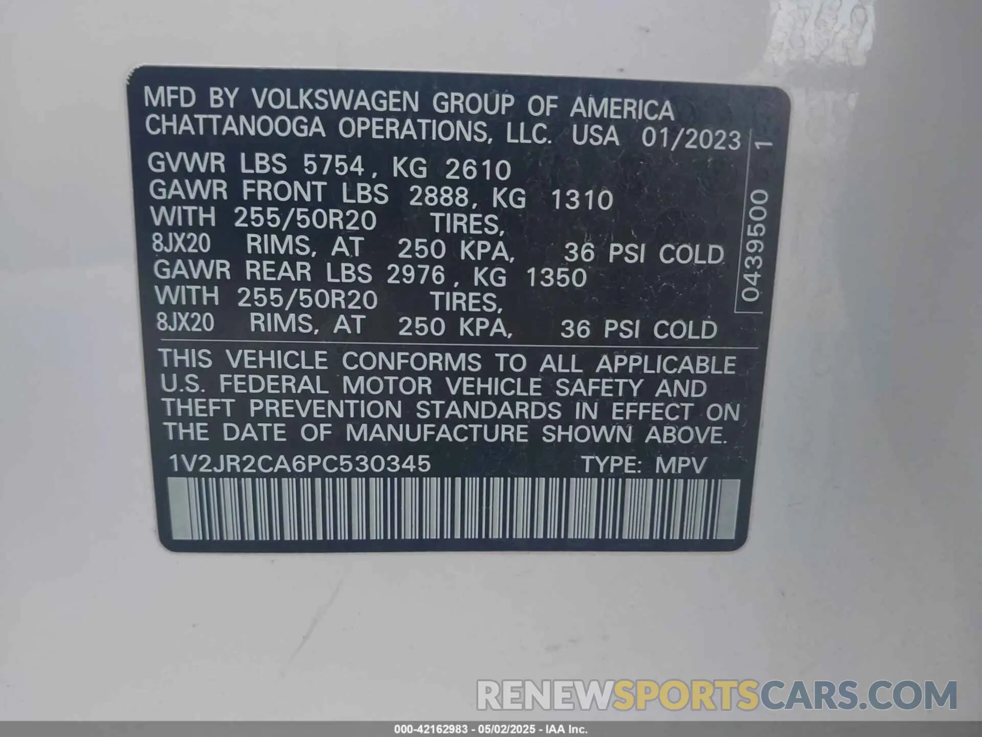 9 Фотография поврежденного автомобиля 1V2JR2CA6PC530345 VOLKSWAGEN ATLAS 2023
