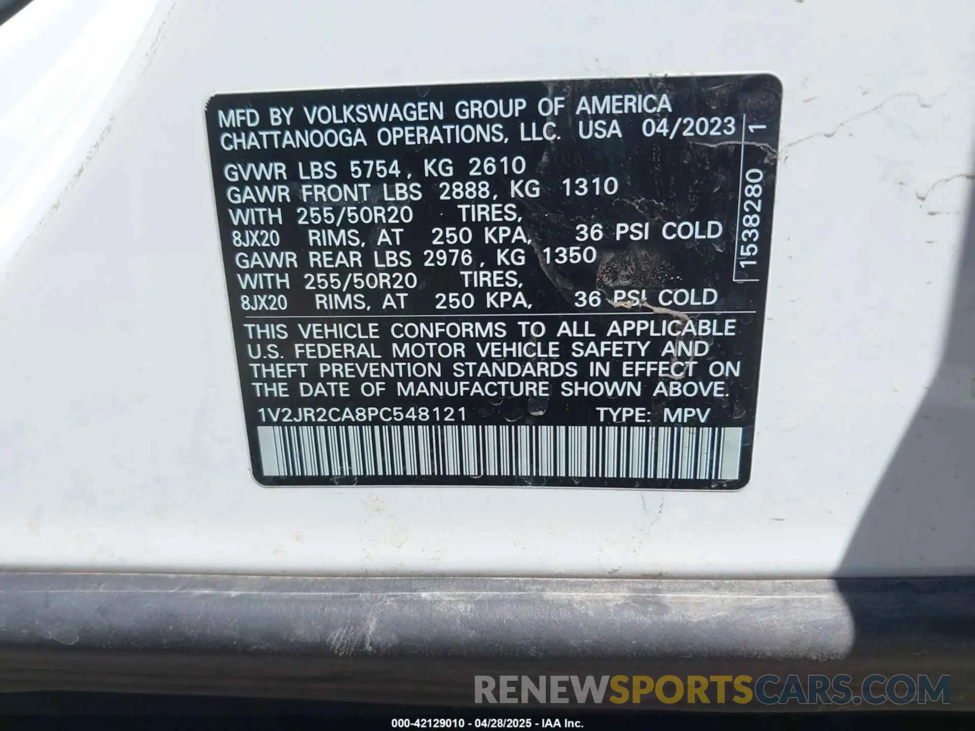9 Фотография поврежденного автомобиля 1V2JR2CA8PC548121 VOLKSWAGEN ATLAS 2023
