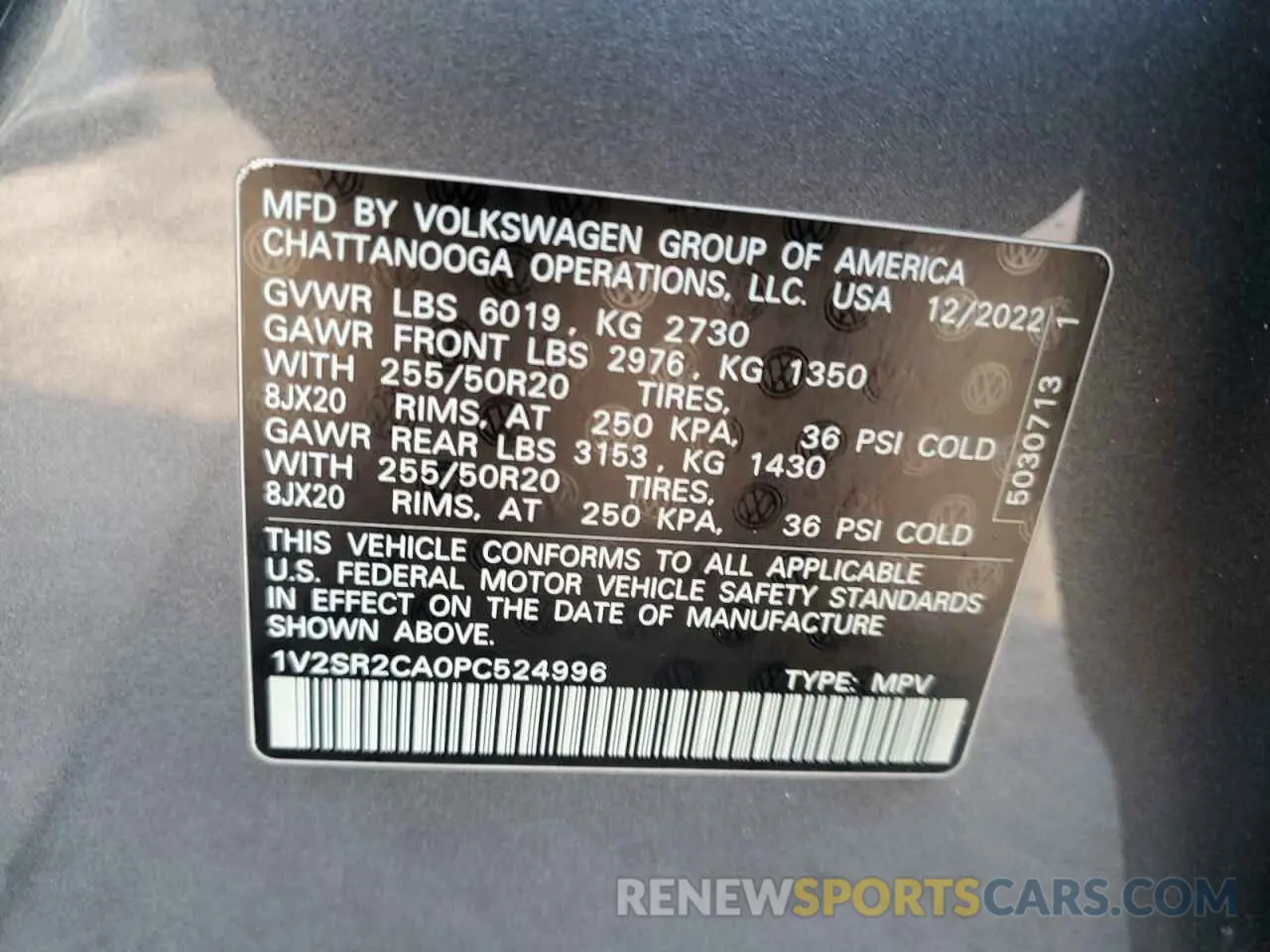 13 Фотография поврежденного автомобиля 1V2SR2CA0PC524996 VOLKSWAGEN ATLAS 2023