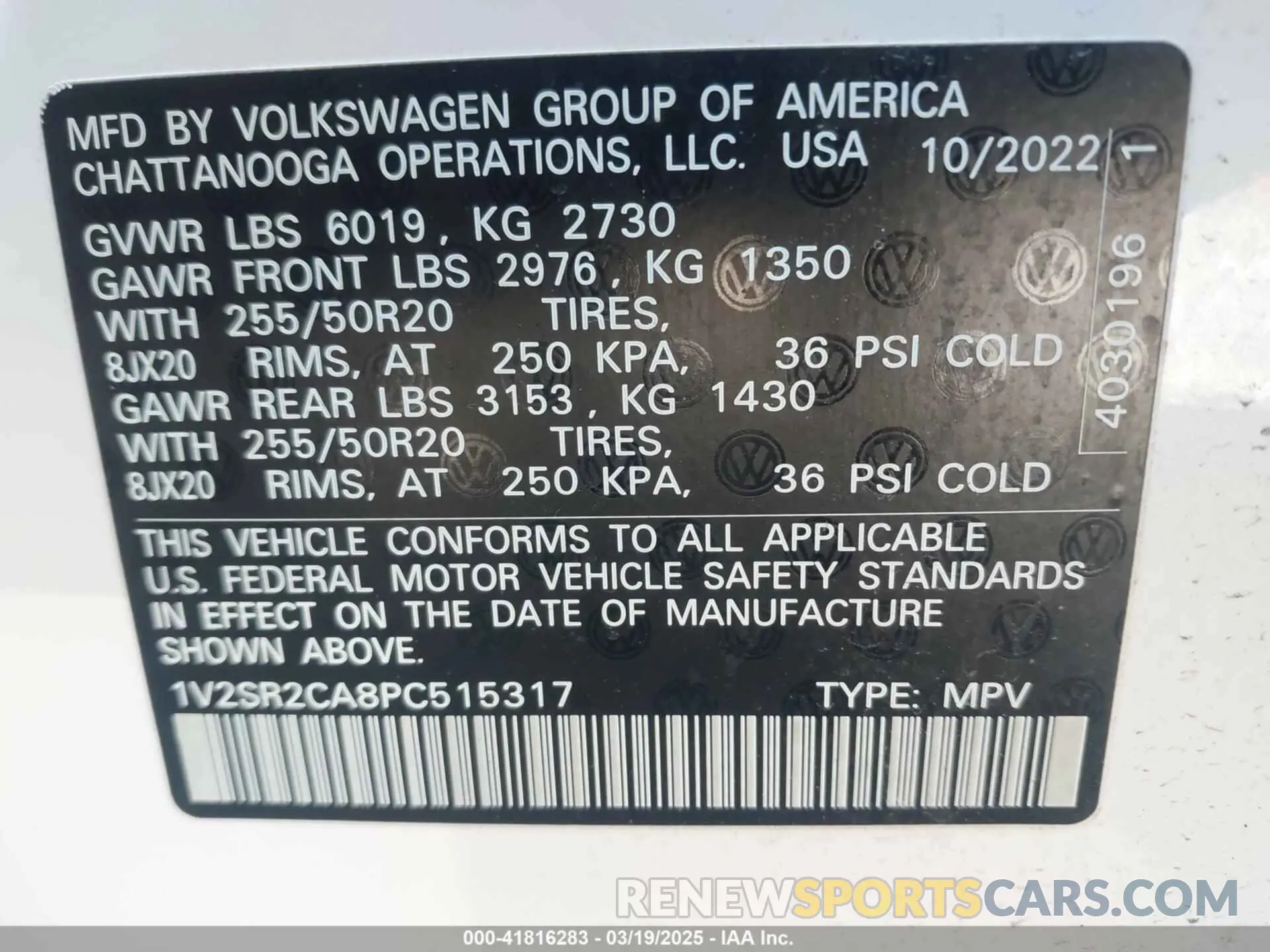 9 Фотография поврежденного автомобиля 1V2SR2CA8PC515317 VOLKSWAGEN ATLAS 2023