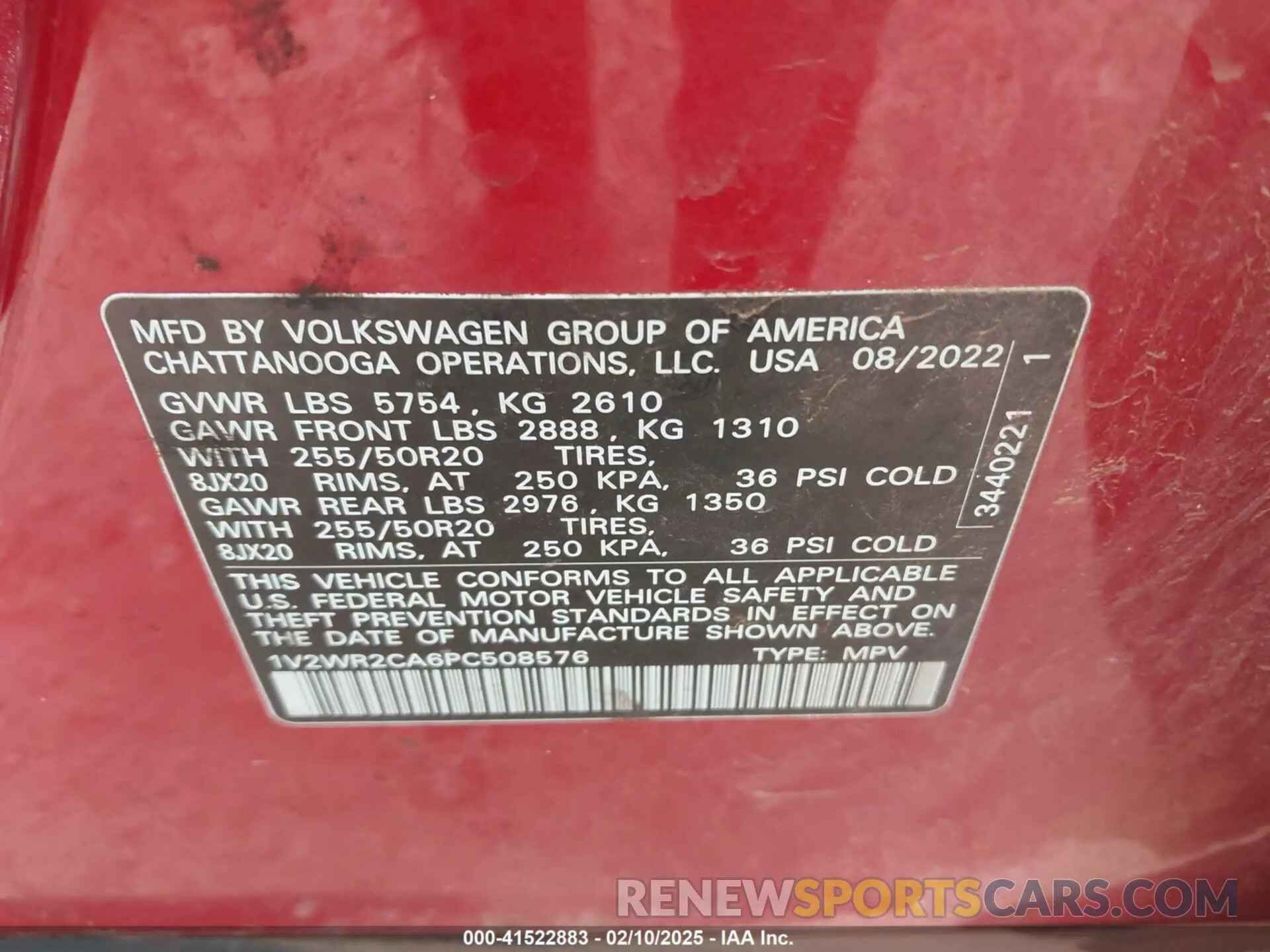 9 Фотография поврежденного автомобиля 1V2WR2CA6PC508576 VOLKSWAGEN ATLAS 2023