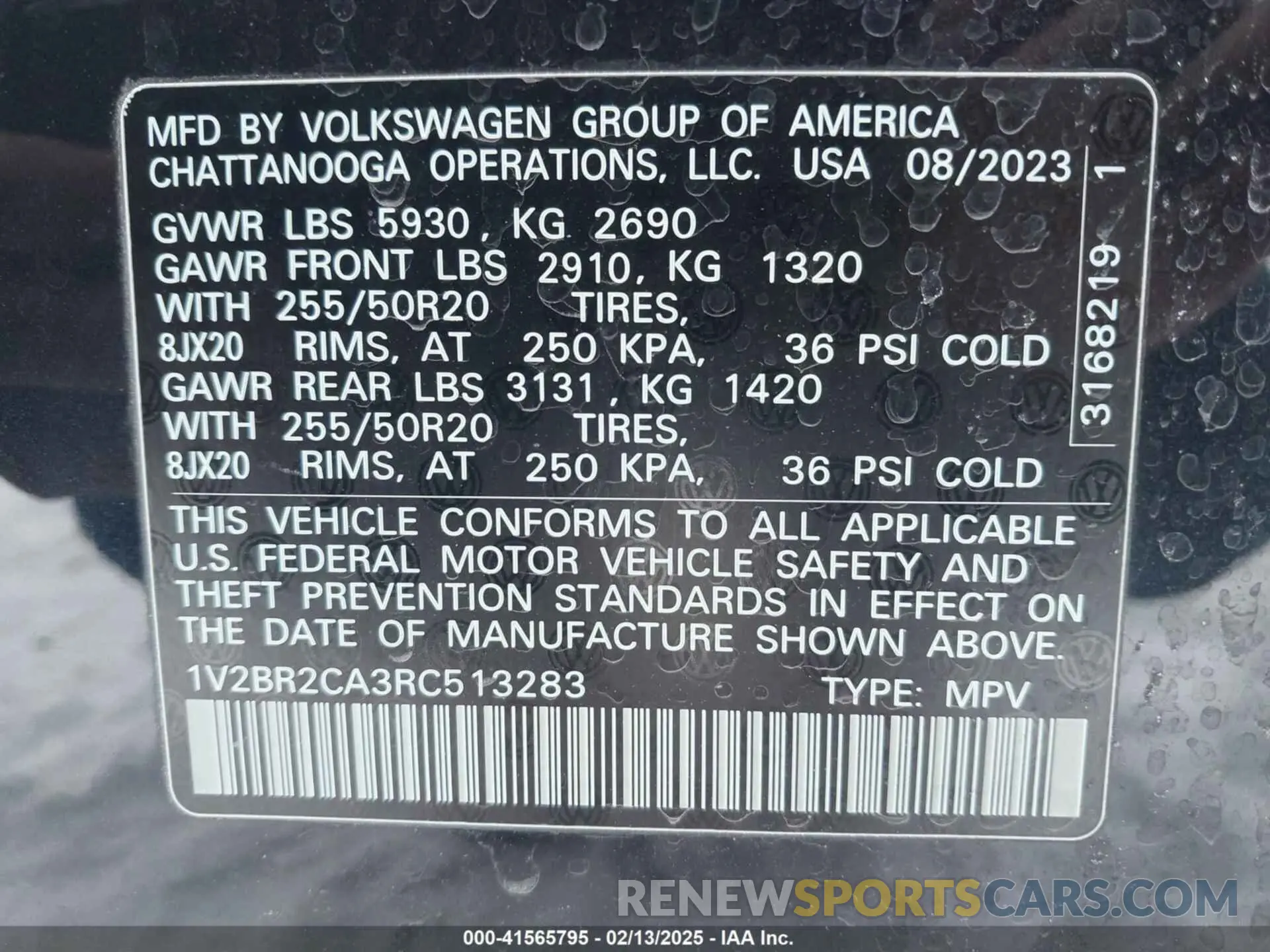 9 Photograph of a damaged car 1V2BR2CA3RC513283 VOLKSWAGEN ATLAS 2024