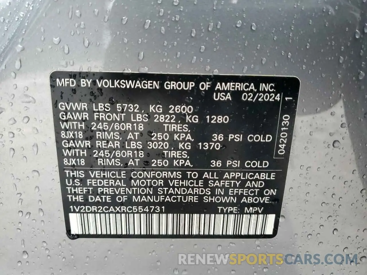 12 Photograph of a damaged car 1V2DR2CAXRC554731 VOLKSWAGEN ATLAS 2024