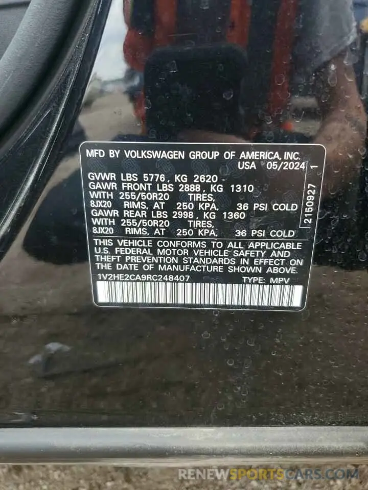 14 Photograph of a damaged car 1V2HE2CA9RC248407 VOLKSWAGEN ATLAS 2024